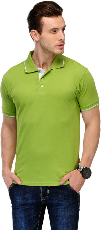 Scott International Solid Men Polo Neck Green T-Shirt