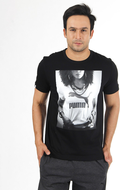 Puma Graphic Print Men Round Neck Black T-Shirt
