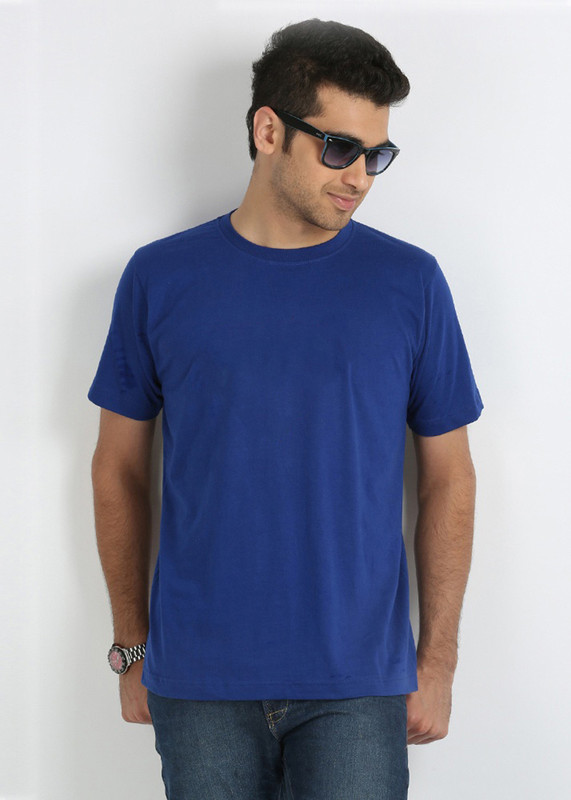 Merlin Solid Men Round Neck Blue T-Shirt Merlin Solid Men Round Neck Blue T-Shirt