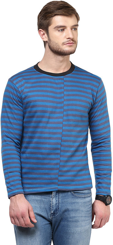 Henry and Smith Striped Men Round Neck Light Blue T-Shirt Henry and Smith Striped Men Round Neck Light Blue T-Shirt
