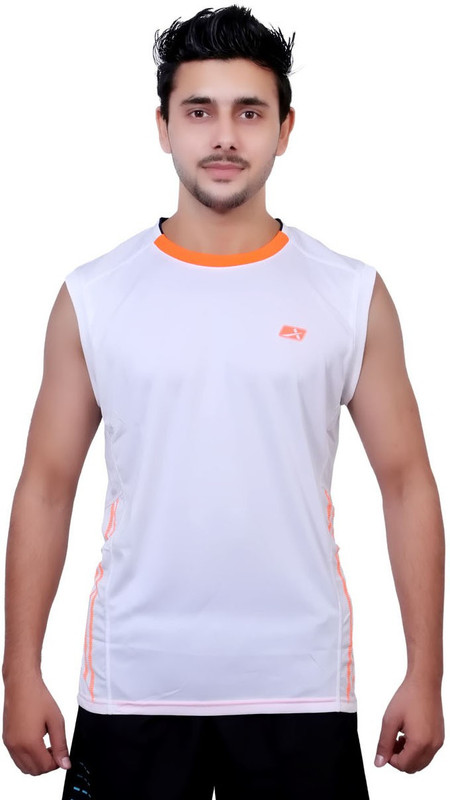 Vector X Solid Men Round or Crew White T-Shirt