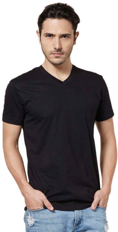 Tuna London Solid Men V-neck Black T-Shirt