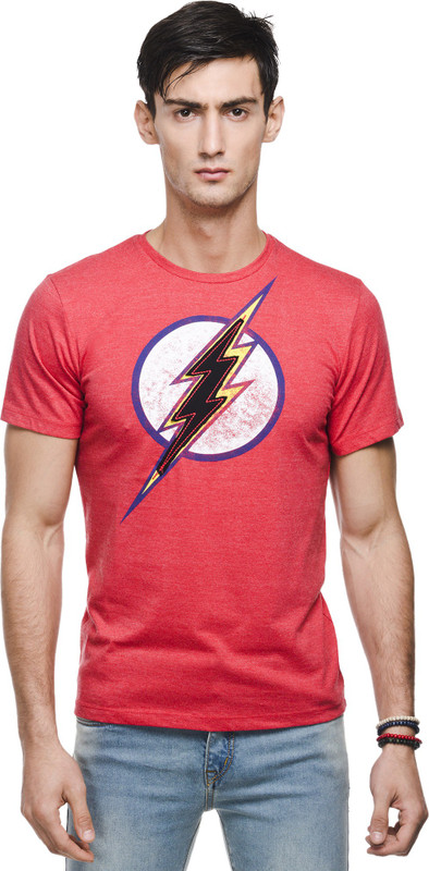 DC Comic Printed Men Round or Crew Red T-Shirt