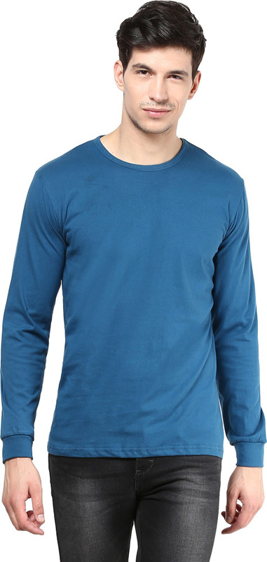 Izinc Solid Men Round Neck Light Blue T-Shirt