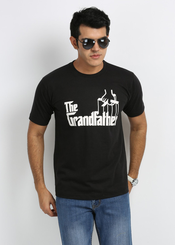 Merlin Printed Men Round Neck Black T-Shirt Merlin Printed Men Round Neck Black T-Shirt