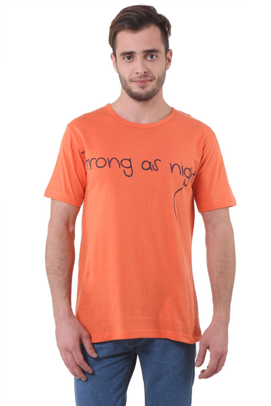 Purys Printed Men Round Neck Orange T-Shirt Purys Printed Men Round Neck Orange T-Shirt