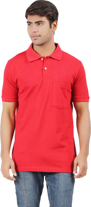 Decibel Solid Men Polo Neck Red T-Shirt