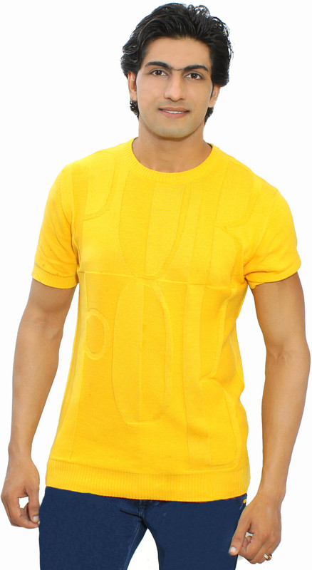 Thread Craft Graphic Print Men Round Neck Yellow T-Shirt