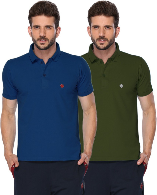 ONN Solid Men Polo Neck Blue, Green T-Shirt(Pack of 2) ONN Solid Men Polo Neck Blue, Green T-Shirt(Pack of 2)
