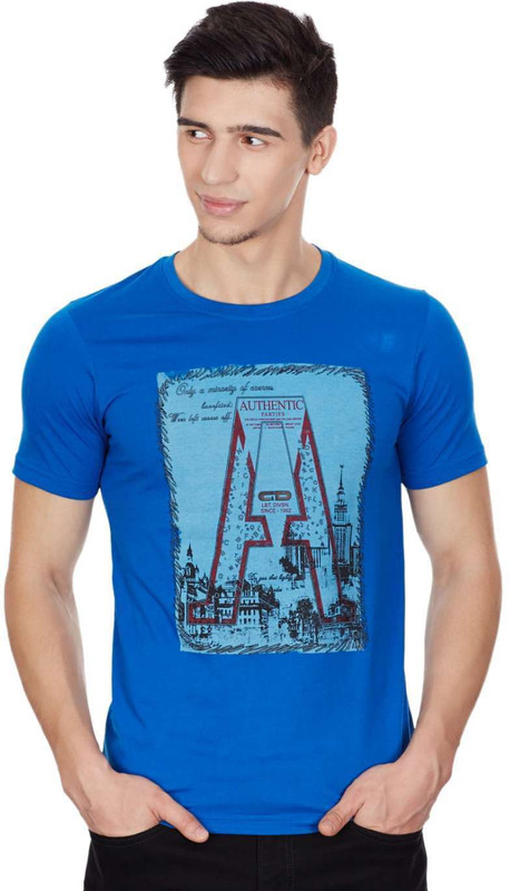 Cloak & Decker Printed Men Round Neck Blue T-Shirt Cloak & Decker Printed Men Round Neck Blue T-Shirt