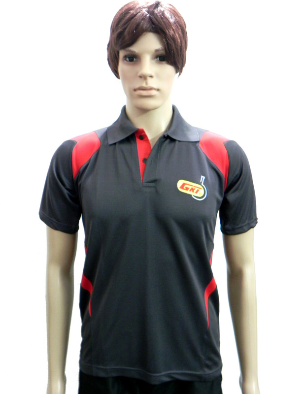 GKI Solid Men Polo Neck Grey, Red T-Shirt