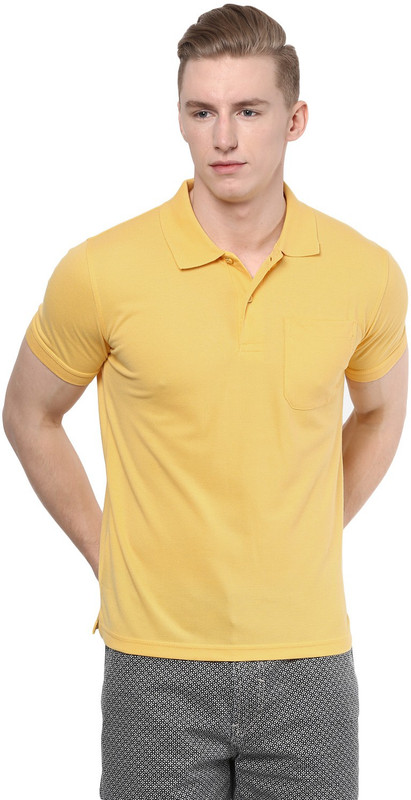 Fritzberg Solid Men Polo Neck Yellow T-Shirt