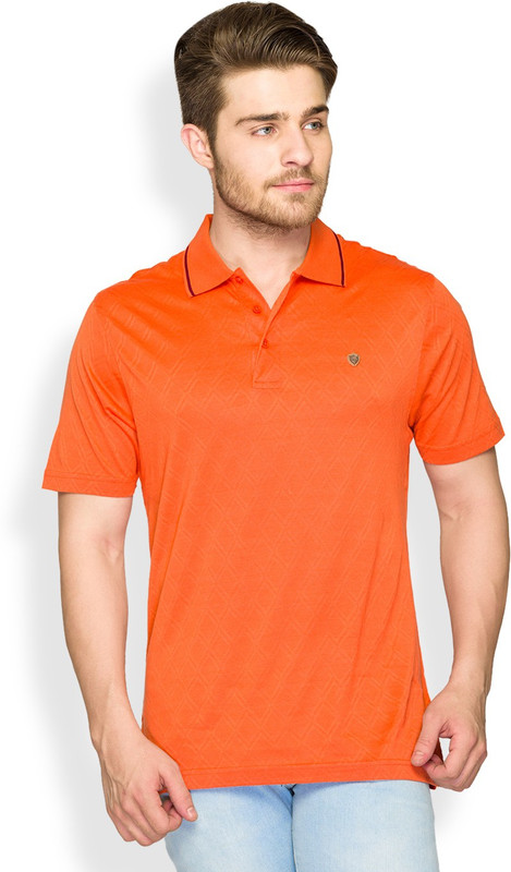 Raymond Checkered Men Polo Neck Orange T-Shirt