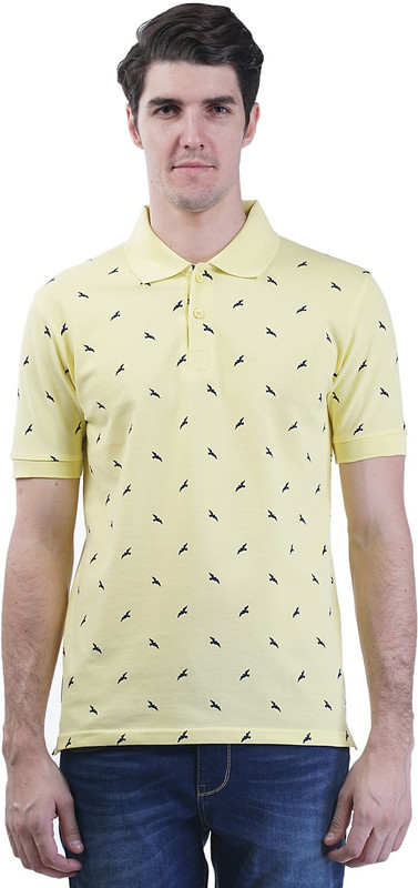 Griffel Solid Men Polo Neck Yellow T-Shirt