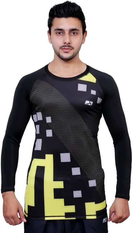 Vector X Printed Men Round Neck Black, Yellow T-Shirt