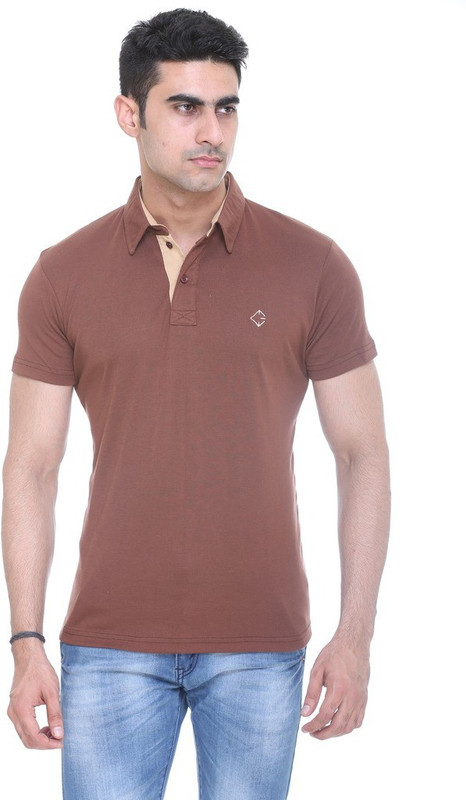 Colors & Blends Solid Men Polo Neck Brown T-Shirt Colors & Blends Solid Men Polo Neck Brown T-Shirt