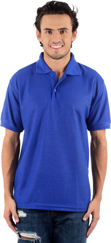 Blaze Solid Men Polo Neck Blue T-Shirt