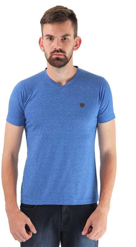 Cloak & Decker Solid Men V-neck Blue T-Shirt Cloak & Decker Solid Men V-neck Blue T-Shirt