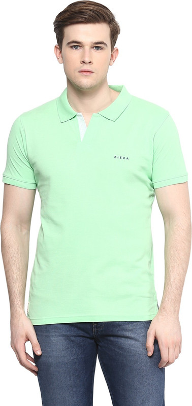 Ziera Solid Men Polo Neck Green T-Shirt