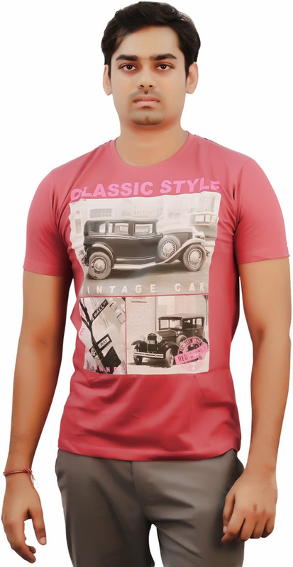 Kothari Printed Men Round Neck Red T-Shirt Kothari Printed Men Round Neck Red T-Shirt