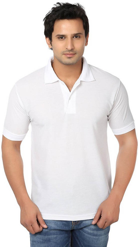 Keep Sake Solid Men Polo Neck White T-Shirt