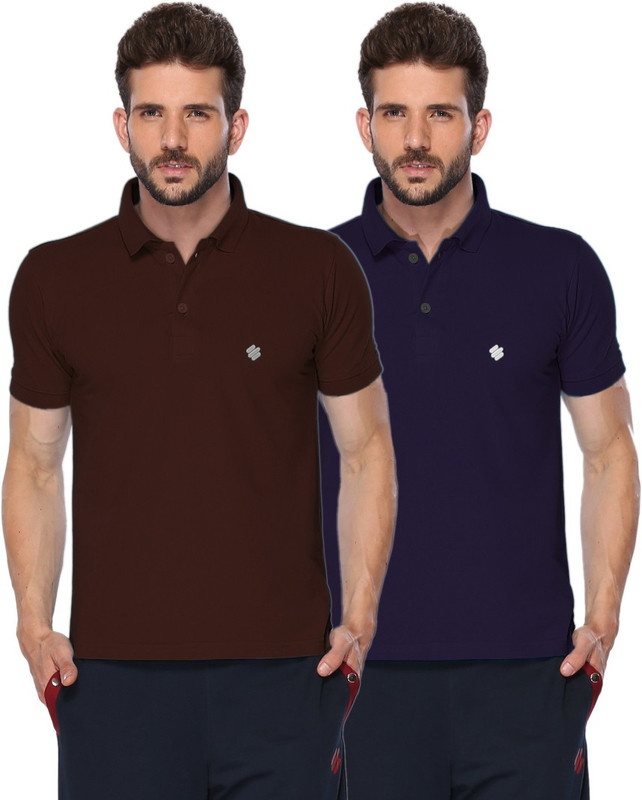 ONN Solid Men Polo Neck Brown, Purple T-Shirt(Pack of 2) ONN Solid Men Polo Neck Brown, Purple T-Shirt(Pack of 2)