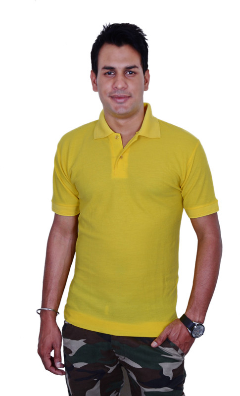Blaze Solid Men Polo Neck Yellow T-Shirt