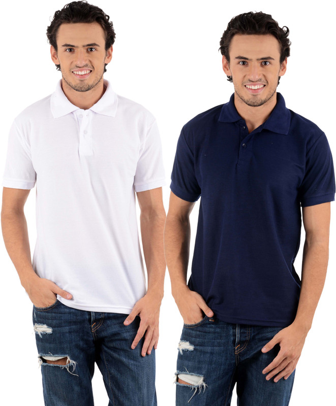 Blaze Solid Men Polo Neck Multicolor T-Shirt(Pack of 2)