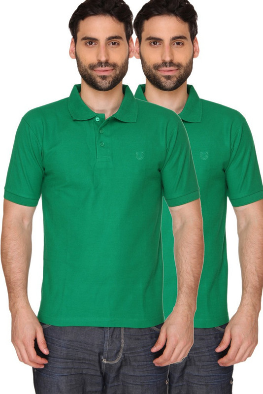 Blacksmith Solid Men Polo Neck Green T-Shirt(Pack of 2) Blacksmith Solid Men Polo Neck Green T-Shirt(Pack of 2)