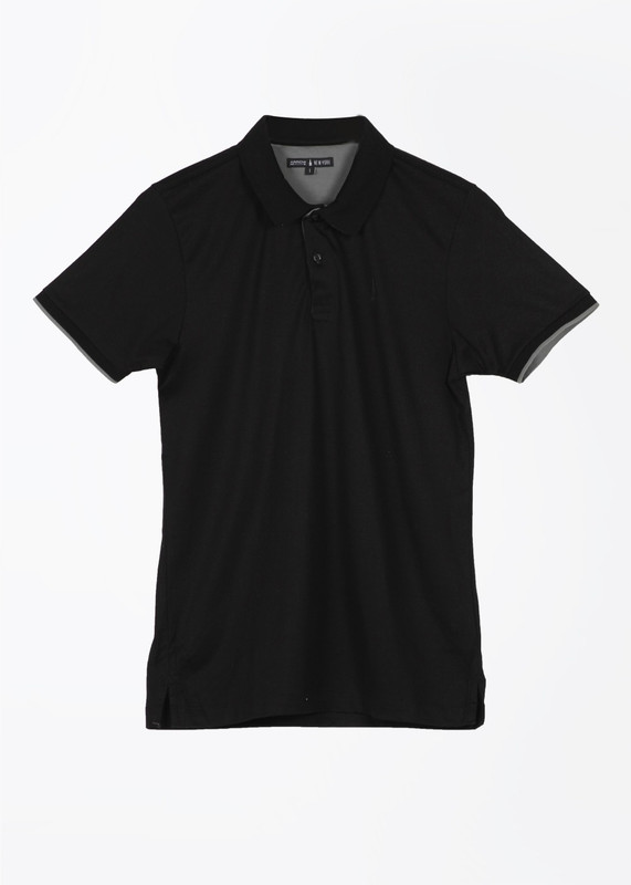 Arrow New York Solid Men Polo Neck Black T-Shirt