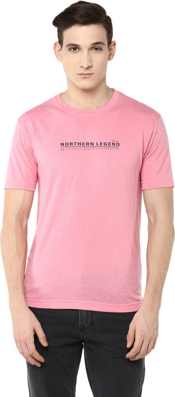 Okane Solid Men Round Neck Pink T-Shirt