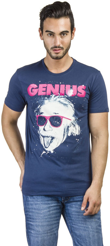 Einstine Printed Men Round or Crew Blue T-Shirt