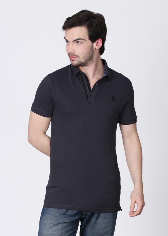 Regent Polo Club Solid Men Polo Neck Grey T-Shirt