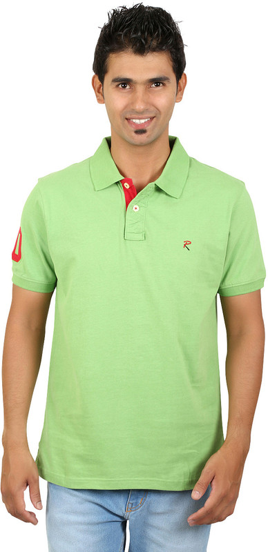 Red Line Solid Men Polo Neck Light Green T-Shirt