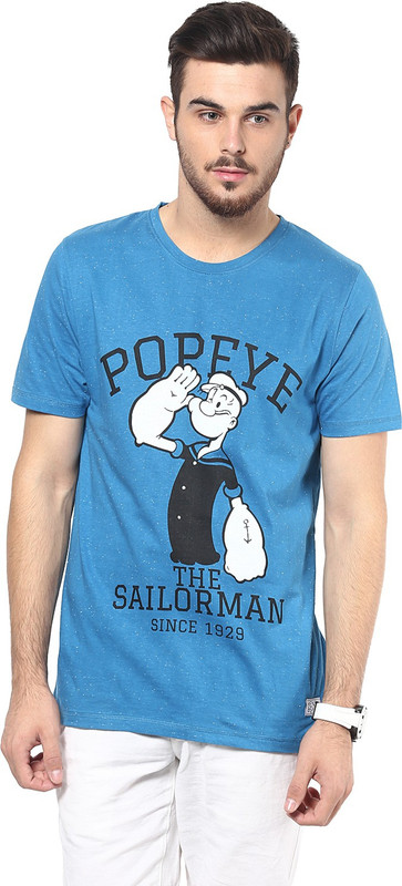 Henry and Smith Printed Men Round Neck Blue T-Shirt Henry and Smith Printed Men Round Neck Blue T-Shirt