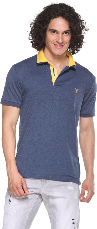 Pro Riders Self Design Men Polo Neck Blue T-Shirt