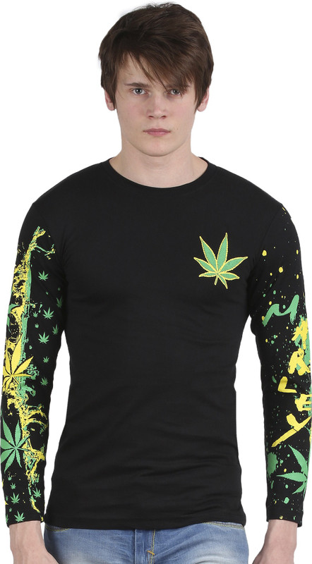 Tease Denim Graphic Print Men Round Neck Black T-Shirt