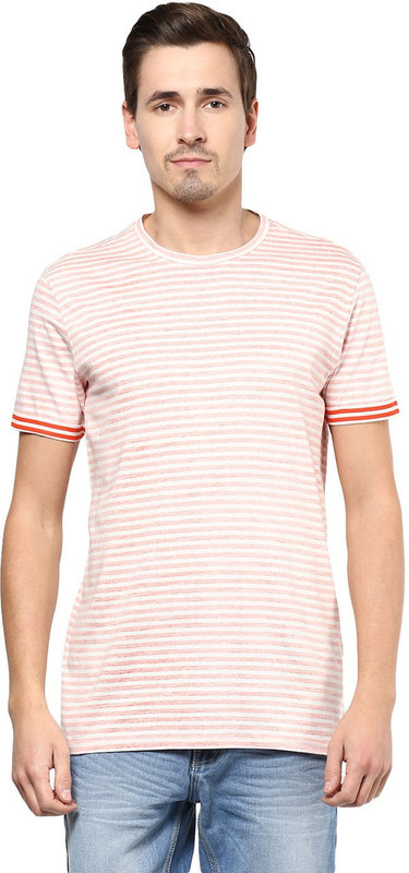 Urban Eagle by Pantaloons Striped Men Round Neck Red T-Shirt