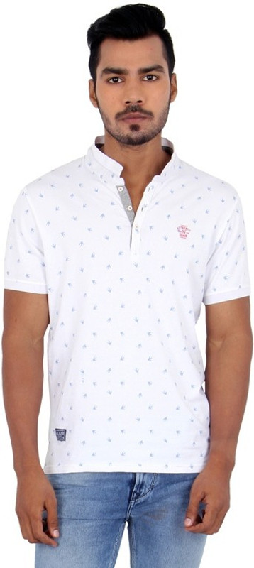 Killer Printed Men Polo Neck White T-Shirt