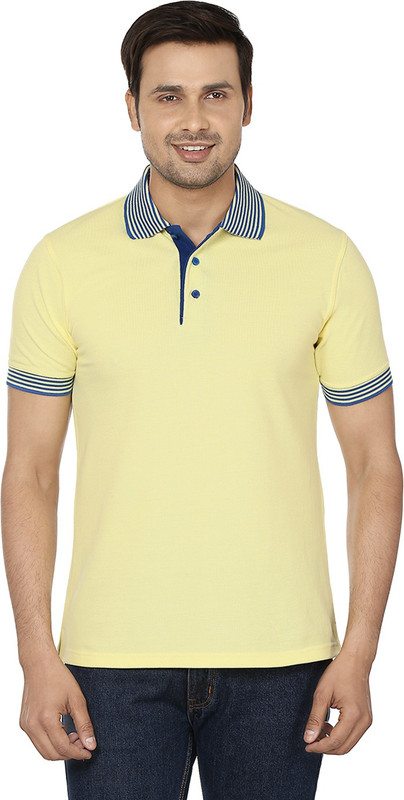 EPG Solid Men Polo Neck Yellow T-Shirt