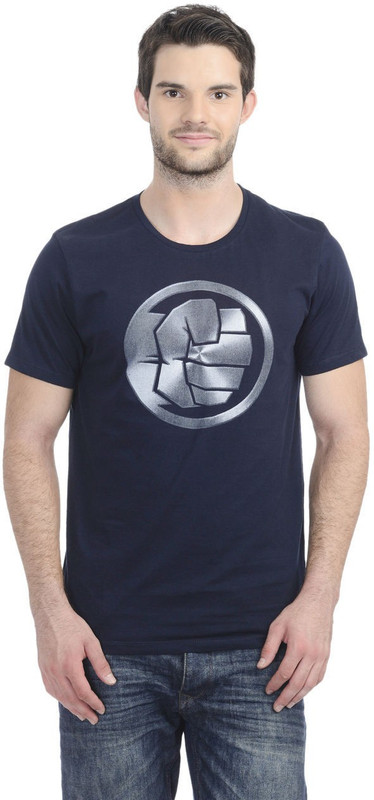 Hulk Printed Men Round or Crew Dark Blue T-Shirt