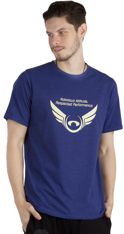 Arcley Solid, Printed Men Round Neck Blue T-Shirt
