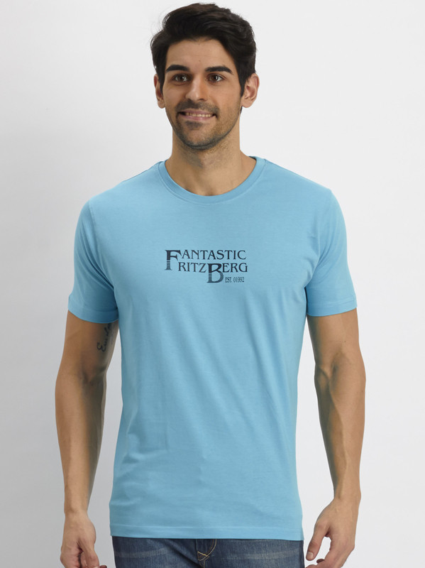 Fritzberg Printed Men Round Neck Light Blue T-Shirt