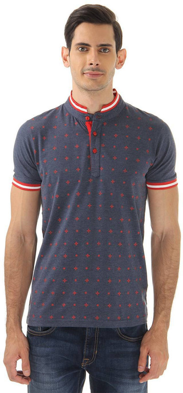 Cloak & Decker Printed Men Polo Neck Grey T-Shirt Cloak & Decker Printed Men Polo Neck Grey T-Shirt