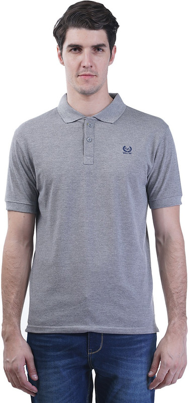 Griffel Solid Men Polo Neck Grey T-Shirt