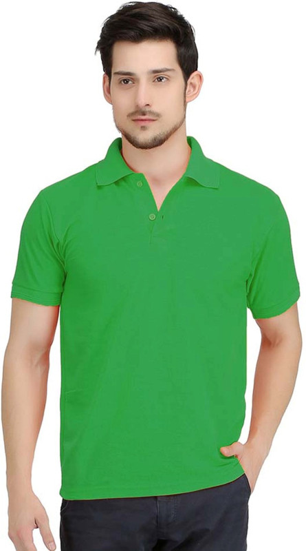 AleganT Solid Men Polo Neck Green T-Shirt