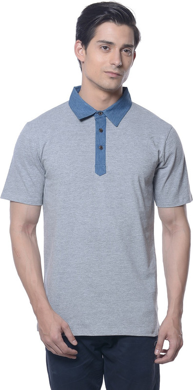 Carve Solid Men Polo Neck Grey T-Shirt