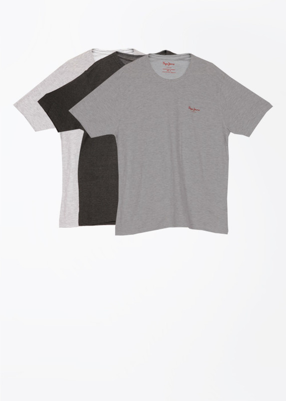 Pepe Jeans Solid Men Round Neck Grey T-Shirt(Pack of 3)