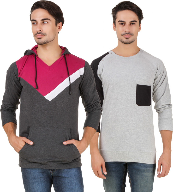 Aurelio Marco Solid Men V-neck Multicolor T-Shirt(Pack of 2) Aurelio Marco Solid Men V-neck Multicolor T-Shirt(Pack of 2)