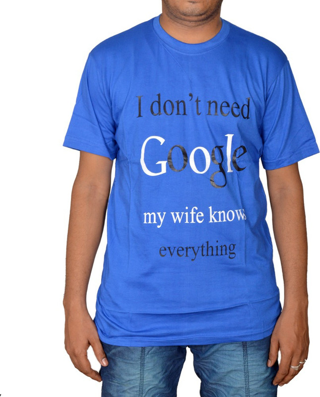 Revinfashions Solid Men Round Neck Blue T-Shirt